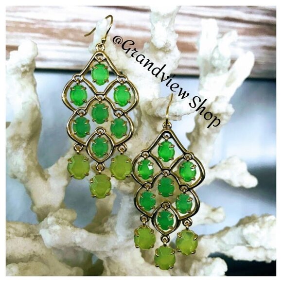 Stella & Dot Hannah Green Chandelier Earrings - Picture 3 of 5